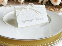 Embossed Hydrangea Wedding Place Cards - Personalised Name Card, Escort Card