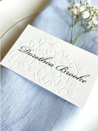 Embossed Hydrangea Wedding Place Cards - Personalised Name Card, Escort Card