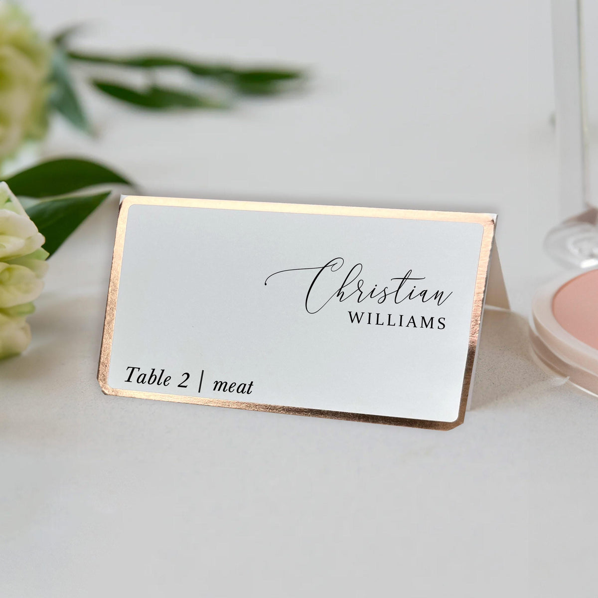 Wedding Place Cards with Gold Foil Border - Personalised Minimalist Escort Cards, Seating Cards
