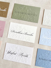 Embossed Hydrangea Wedding Place Cards - Personalised Name Card, Escort Card