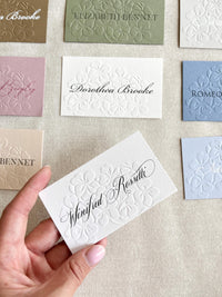 Embossed Hydrangea Wedding Place Cards - Personalised Name Card, Escort Card