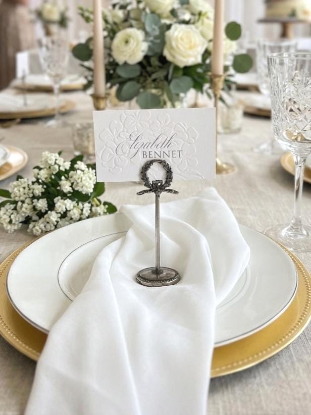 Embossed Hydrangea Wedding Place Cards - Personalised Name Card, Escort Card
