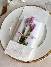 Embossed Hydrangea Wedding Place Cards - Personalised Name Card, Escort Card