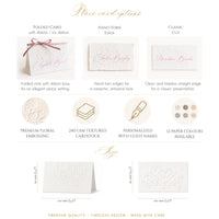 Embossed Hydrangea Wedding Place Cards - Personalised Name Card, Escort Card