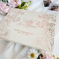 Personalised Wedding Guest Book with Rose Gold Foil, Floral Guest Book Sign, Custom Keepsake Book
