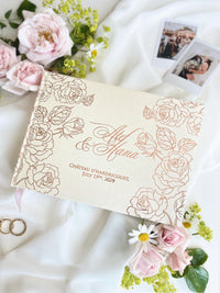 Personalised Wedding Guest Book with Rose Gold Foil, Floral Guest Book Sign, Custom Keepsake Book