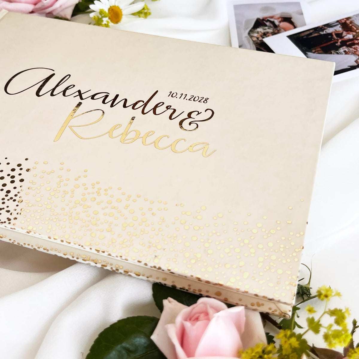 Custom Gold Foil Wedding Guest Book | Personalised Polaroid & Instax Photo Album
