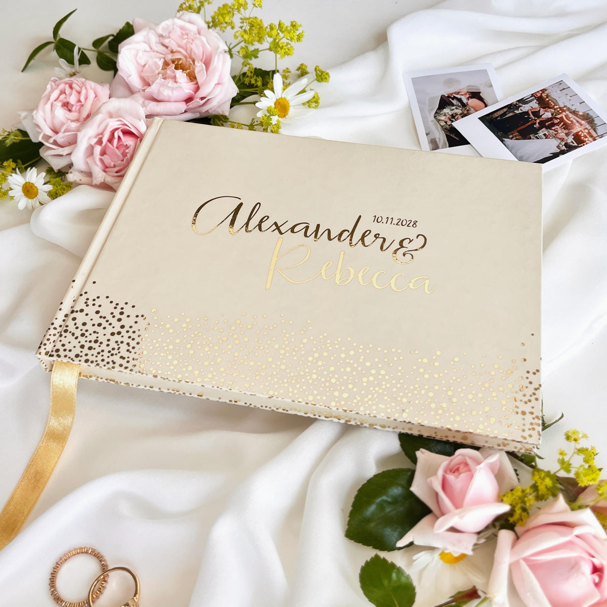 Custom Gold Foil Wedding Guest Book | Personalised Polaroid & Instax Photo Album