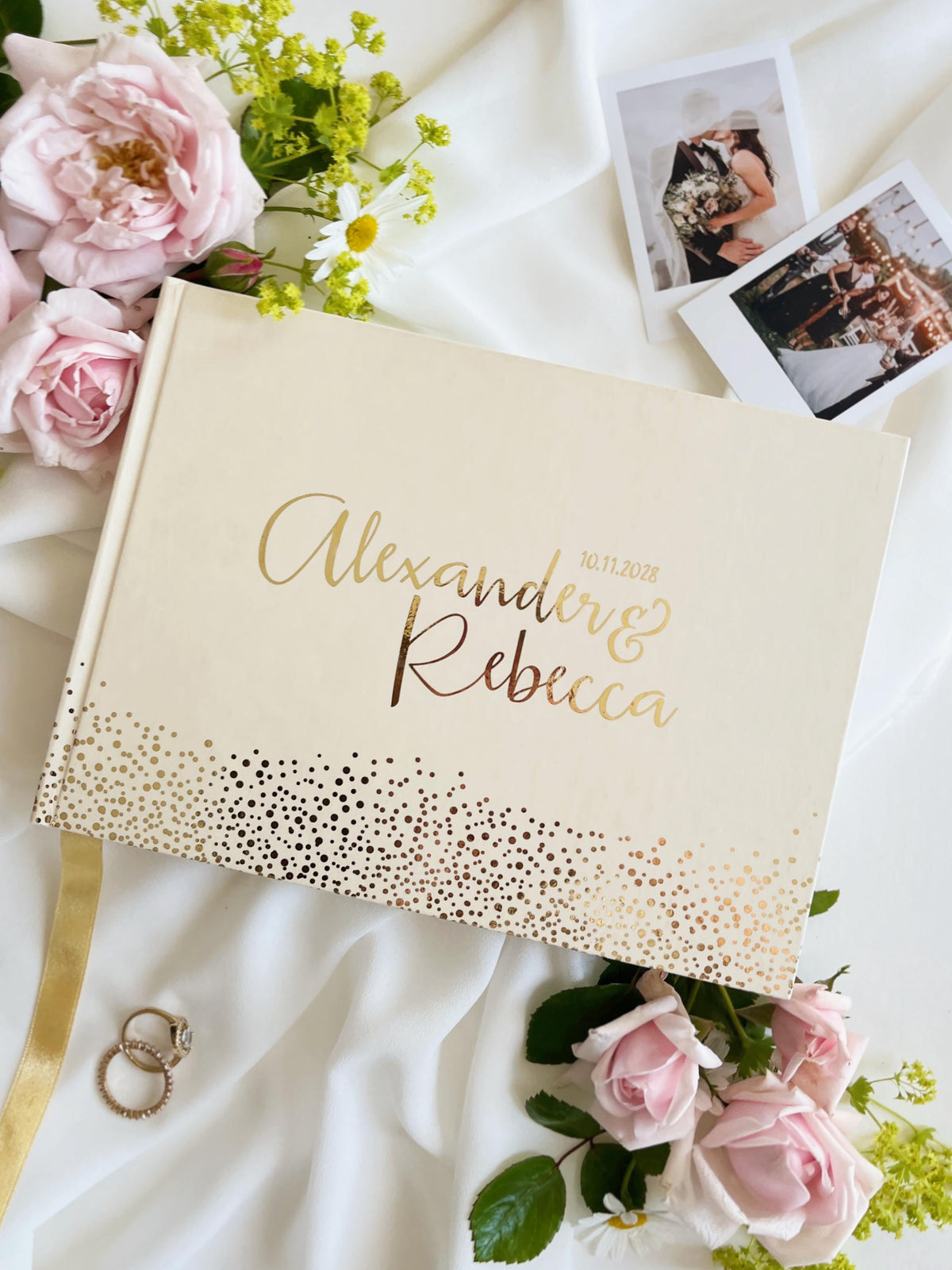 Custom Gold Foil Wedding Guest Book | Personalised Polaroid & Instax Photo Album