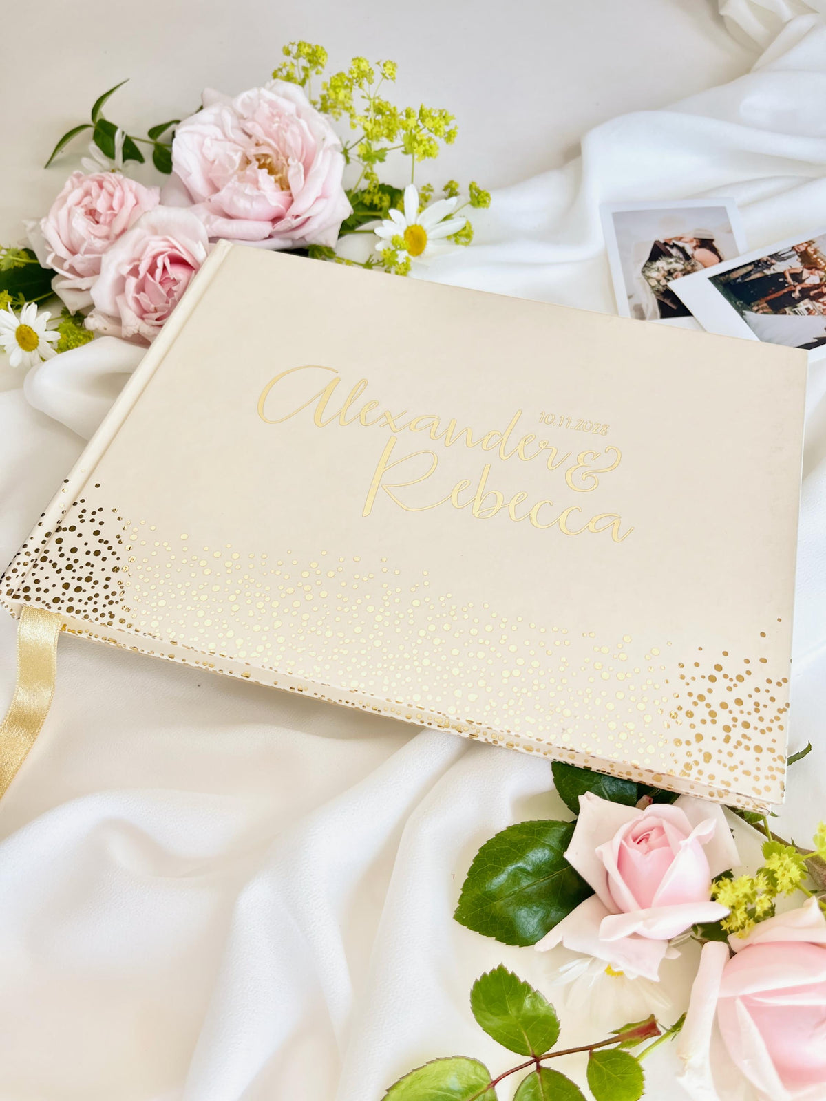 Custom Gold Foil Wedding Guest Book | Personalised Polaroid & Instax Photo Album