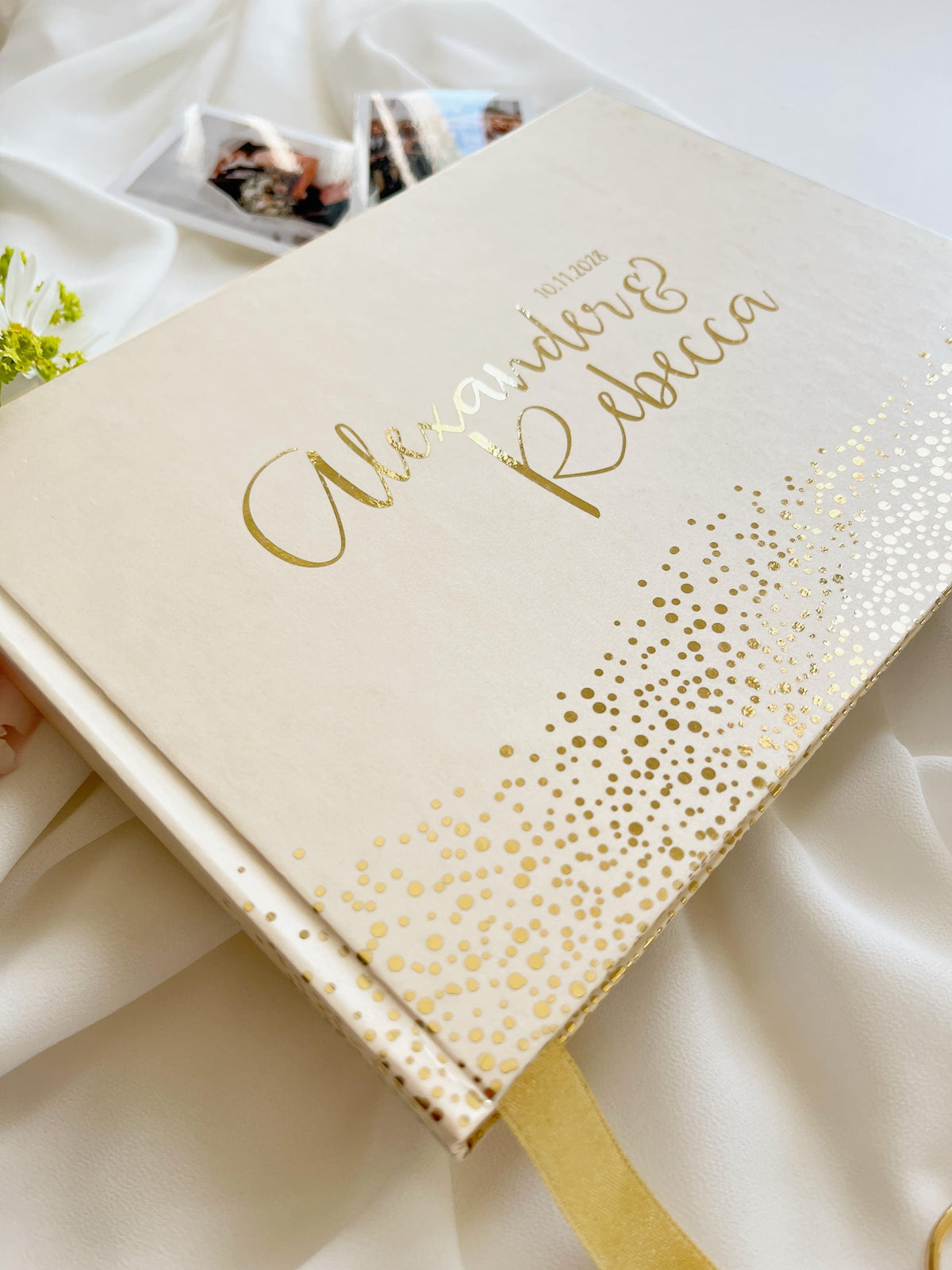 Custom Gold Foil Wedding Guest Book | Personalised Polaroid & Instax Photo Album