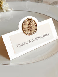 Botanical Leaf Wedding Place Cards with Wax Seal - Personalised Escort Cards