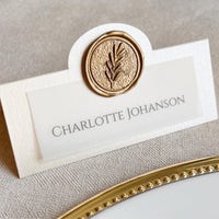 Botanical Leaf Wedding Place Cards with Wax Seal - Personalised Escort Cards