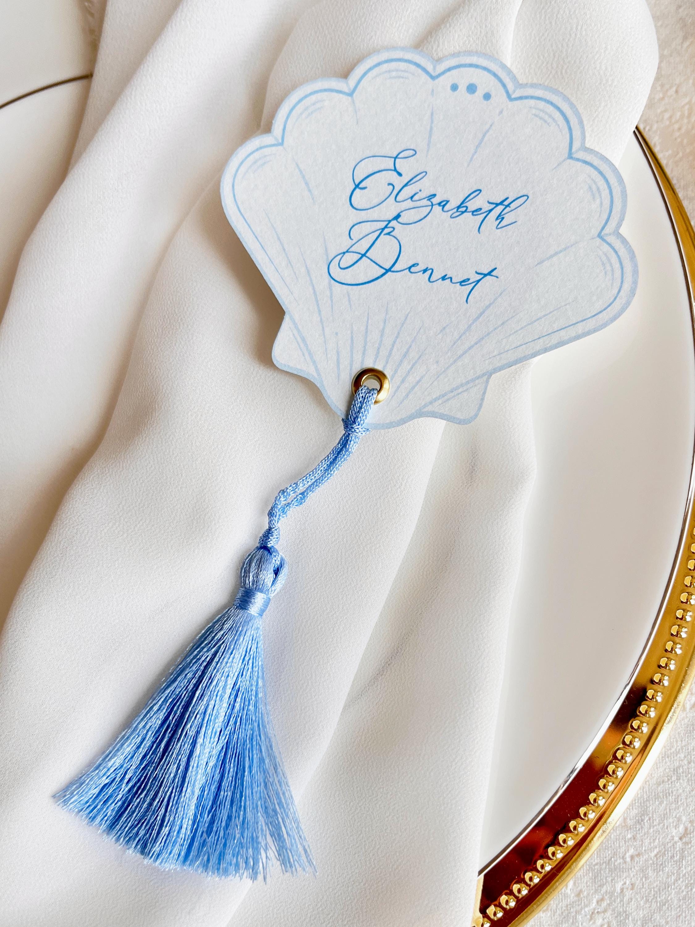 Personalised Seashell Place Cards | Beach Wedding Escort Cards | Coastal Wedding Decor