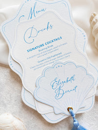 Personalised Seashell Wedding Menu with Place Card | Beach Wedding Menu | Coastal Wedding Stationery