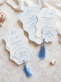 Personalised Seashell Wedding Menu with Place Card | Beach Wedding Menu | Coastal Wedding Stationery