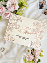 Personalised Wedding Guest Book with Rose Gold Foil, Floral Guest Book Sign, Custom Keepsake Book