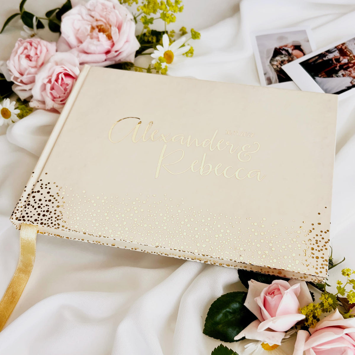Custom Gold Foil Wedding Guest Book | Personalised Polaroid & Instax Photo Album