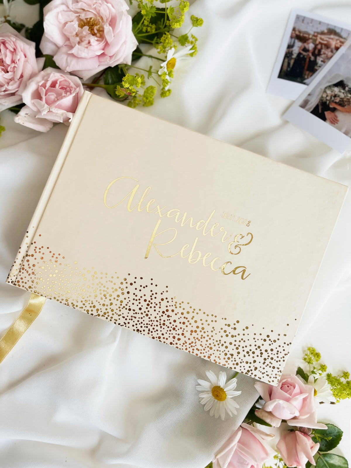 Custom Gold Foil Wedding Guest Book | Personalised Polaroid & Instax Photo Album