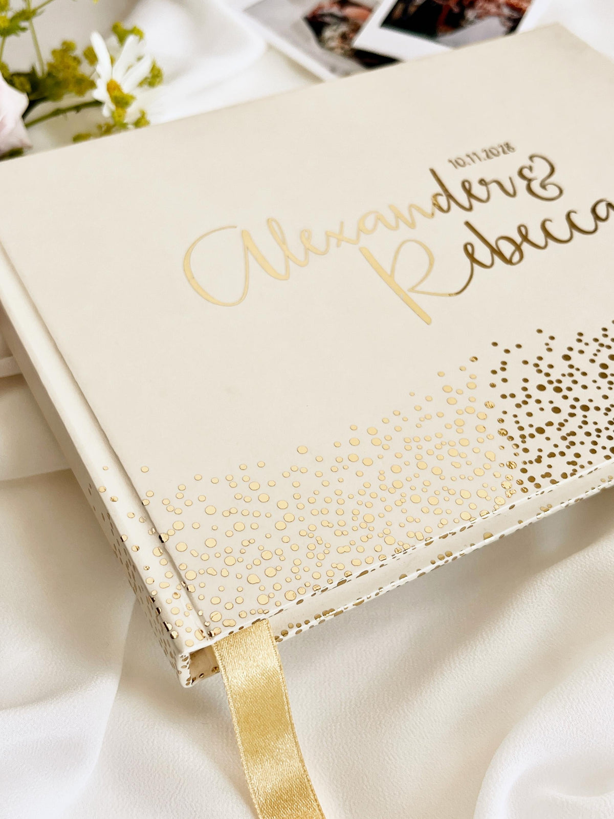 Custom Gold Foil Wedding Guest Book | Personalised Polaroid & Instax Photo Album