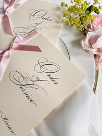 Classy Order of Service with Ribbon Bow - Wedding Program, Folded Program, Order of the Day, Wedding Booklet, Wedding Day