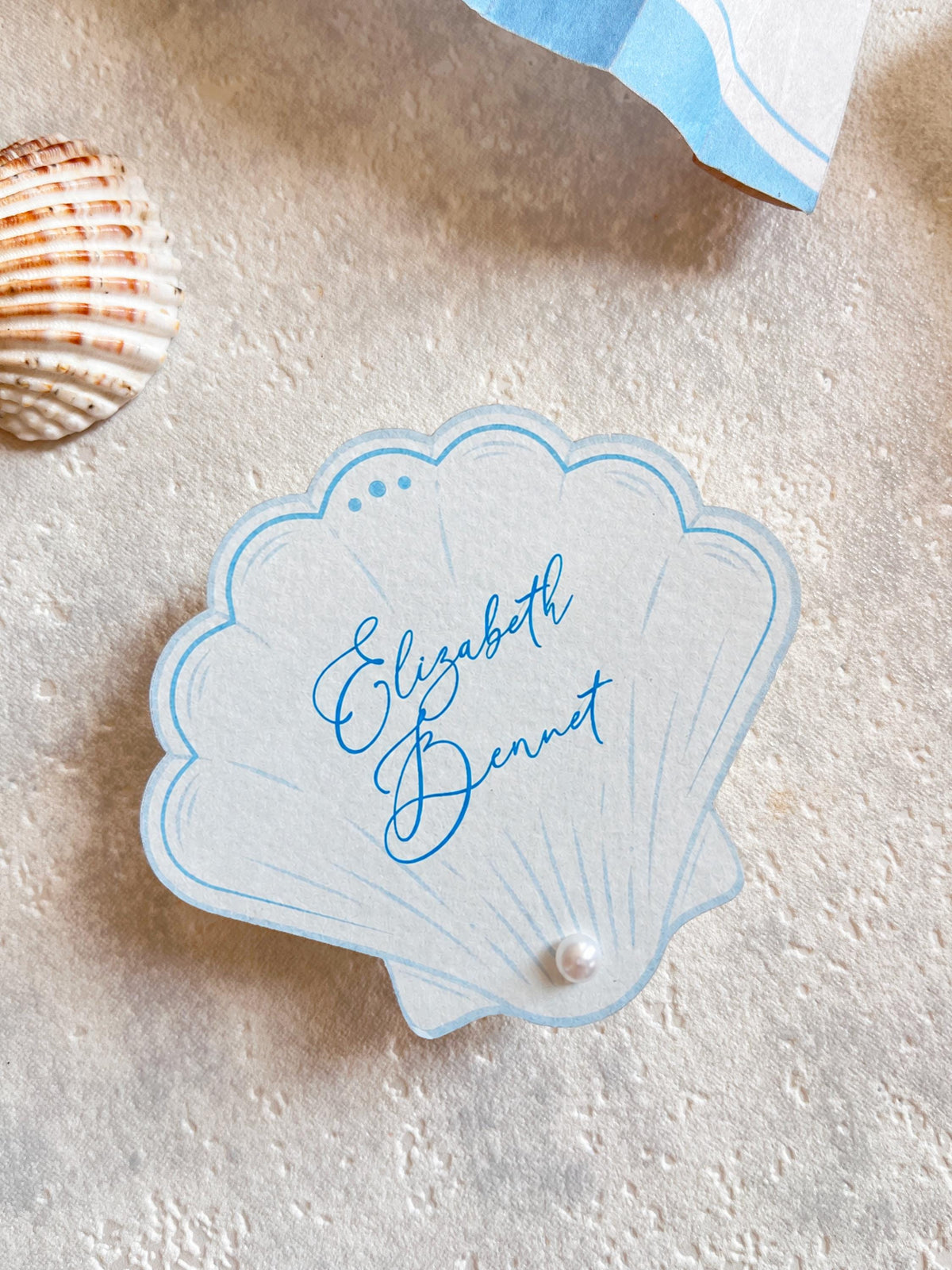 Personalised Seashell Place Cards | Beach Wedding Escort Cards | Coastal Wedding Decor