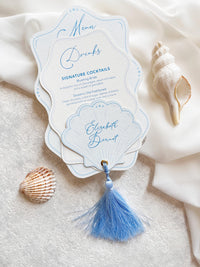 Personalised Seashell Wedding Menu with Place Card | Beach Wedding Menu | Coastal Wedding Stationery