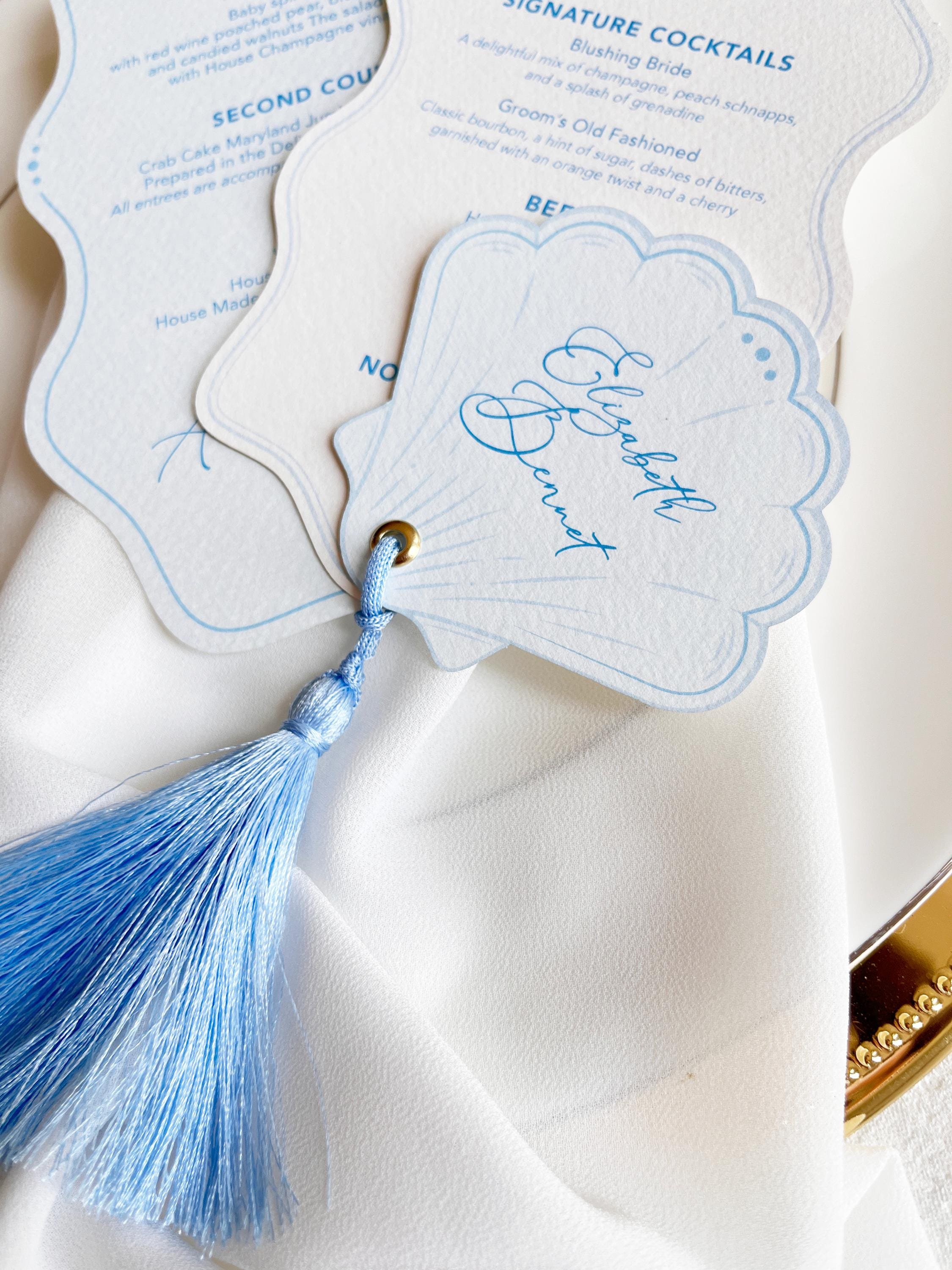Personalised Seashell Wedding Menu with Place Card | Beach Wedding Menu | Coastal Wedding Stationery
