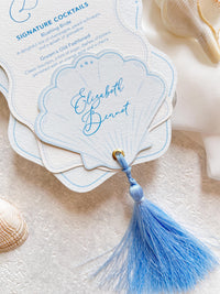 Personalised Seashell Wedding Menu with Place Card | Beach Wedding Menu | Coastal Wedding Stationery