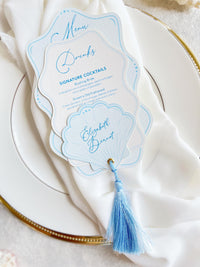 Personalised Seashell Wedding Menu with Place Card | Beach Wedding Menu | Coastal Wedding Stationery