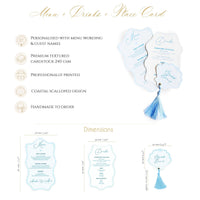Personalised Seashell Wedding Menu with Place Card | Beach Wedding Menu | Coastal Wedding Stationery