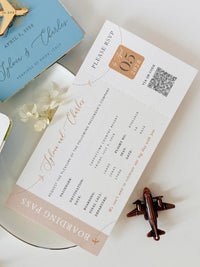 Travel Inspired Passport Wedding Invitation | Watercolour Venue Illustration with Boarding Pass RSVP | Destination Wedding