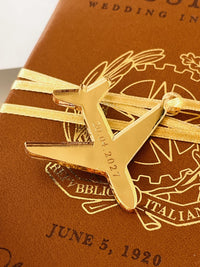 Luxury Vegan Leather Passport Wedding Invitation with Custom Venue Illustration | Destination Wedding
