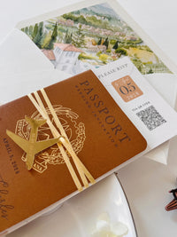 Destination Wedding Passport Invitation | Custom Watercolour Venue Illustration | Luxury Wedding Invite | Italian Wedding