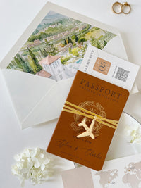 Destination Wedding Passport Invitation | Custom Watercolour Venue Illustration | Luxury Wedding Invite | Italian Wedding