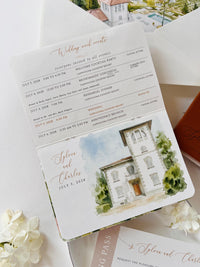 Destination Wedding Passport Invitation | Custom Watercolour Venue Illustration | Luxury Wedding Invite | Italian Wedding