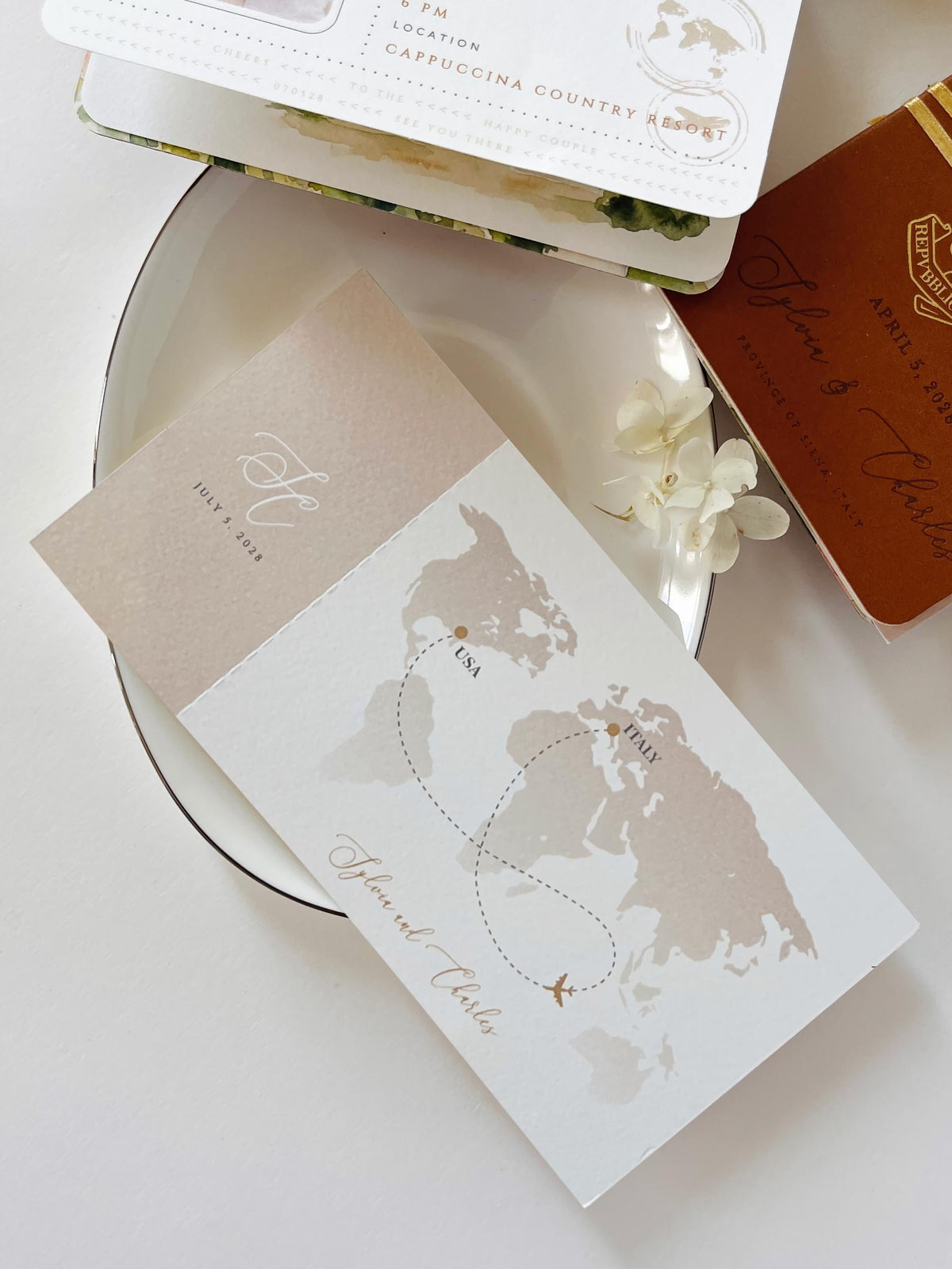 Destination Wedding Passport Invitation | Custom Watercolour Venue Illustration | Luxury Wedding Invite | Italian Wedding