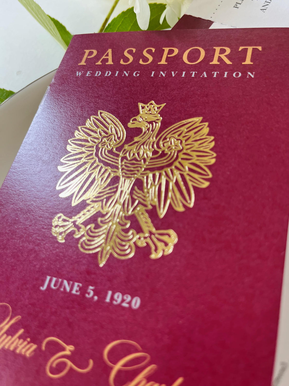 Burgundy Passport Wedding Invitations, Destination Wedding Invitation, Personalised Venue Watercolour, Travel Inspired Wedding Suite
