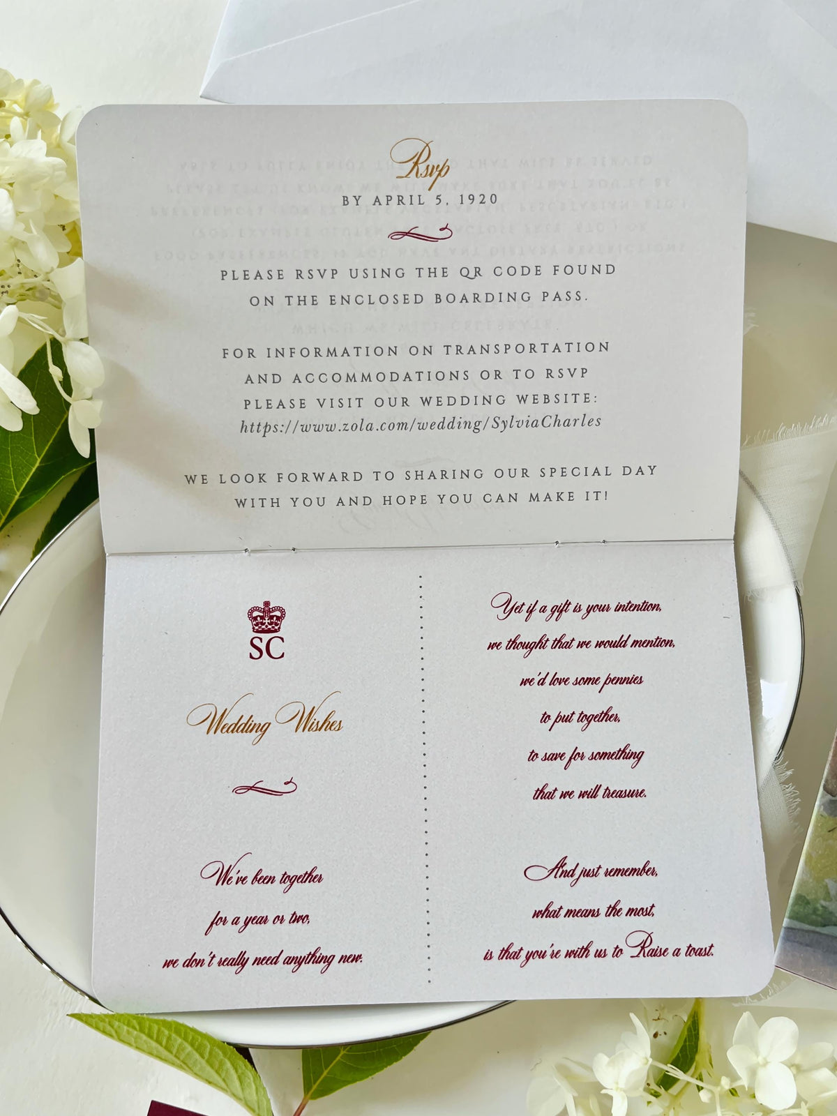 Burgundy Passport Wedding Invitations, Destination Wedding Invitation, Personalised Venue Watercolour, Travel Inspired Wedding Suite