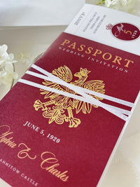 Burgundy Passport Wedding Invitations, Destination Wedding Invitation, Personalised Venue Watercolour, Travel Inspired Wedding Suite