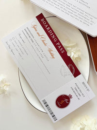 Luxury Vegan Leather Passport Wedding Invitation with Custom Venue Illustration | Destination Wedding