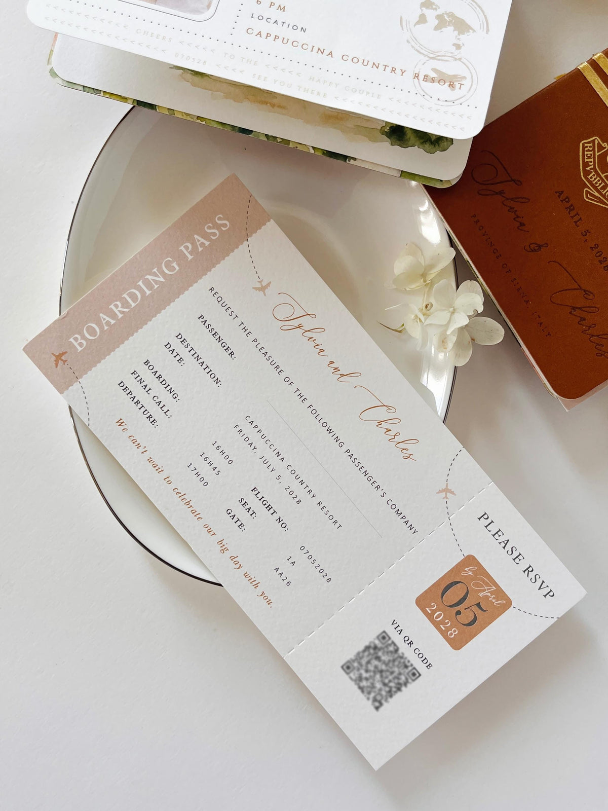 Destination Wedding Passport Invitation | Custom Watercolour Venue Illustration | Luxury Wedding Invite | Italian Wedding