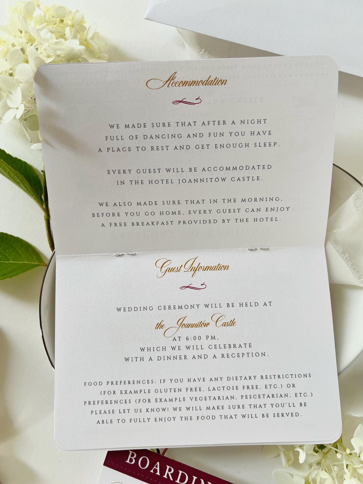 Burgundy Passport Wedding Invitations, Destination Wedding Invitation, Personalised Venue Watercolour, Travel Inspired Wedding Suite