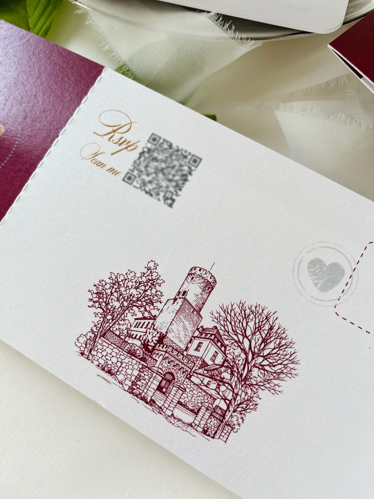 Burgundy Passport Wedding Invitations, Destination Wedding Invitation, Personalised Venue Watercolour, Travel Inspired Wedding Suite