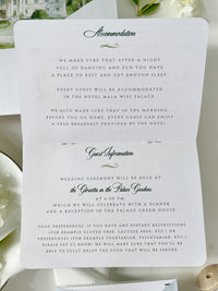 Sage Green Passport Wedding Invitation | Wedding Abroad | Travel Wedding Suite | Vellum Cover with Watercolour Venue | Boarding Pass