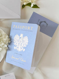 Personalised Blue Passport Wedding Invitation | Custom Vellum Watercolour Design | European Destination Wedding | Travel Wedding