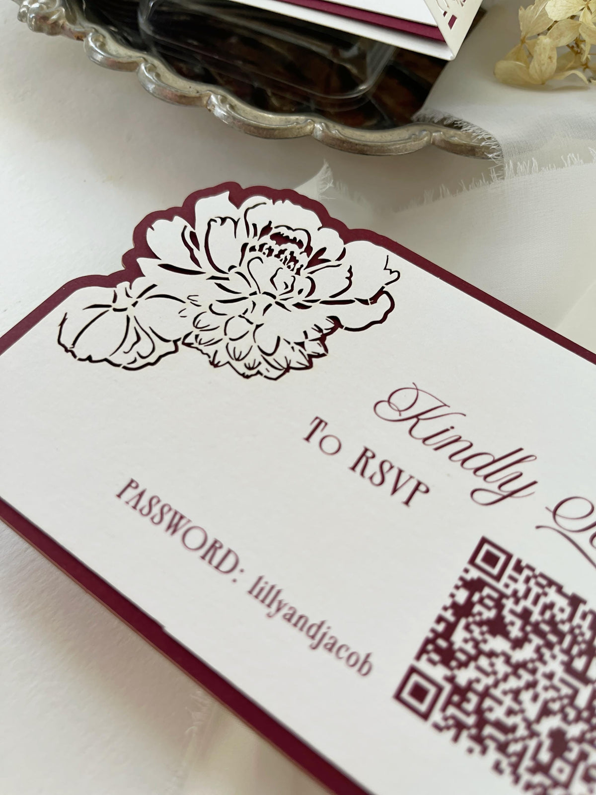 Burgundy Wedding Invitation, Laser Cut Gatefold Wedding Invite, Chateau Wedding Invitation, Custom Watercolour Venue