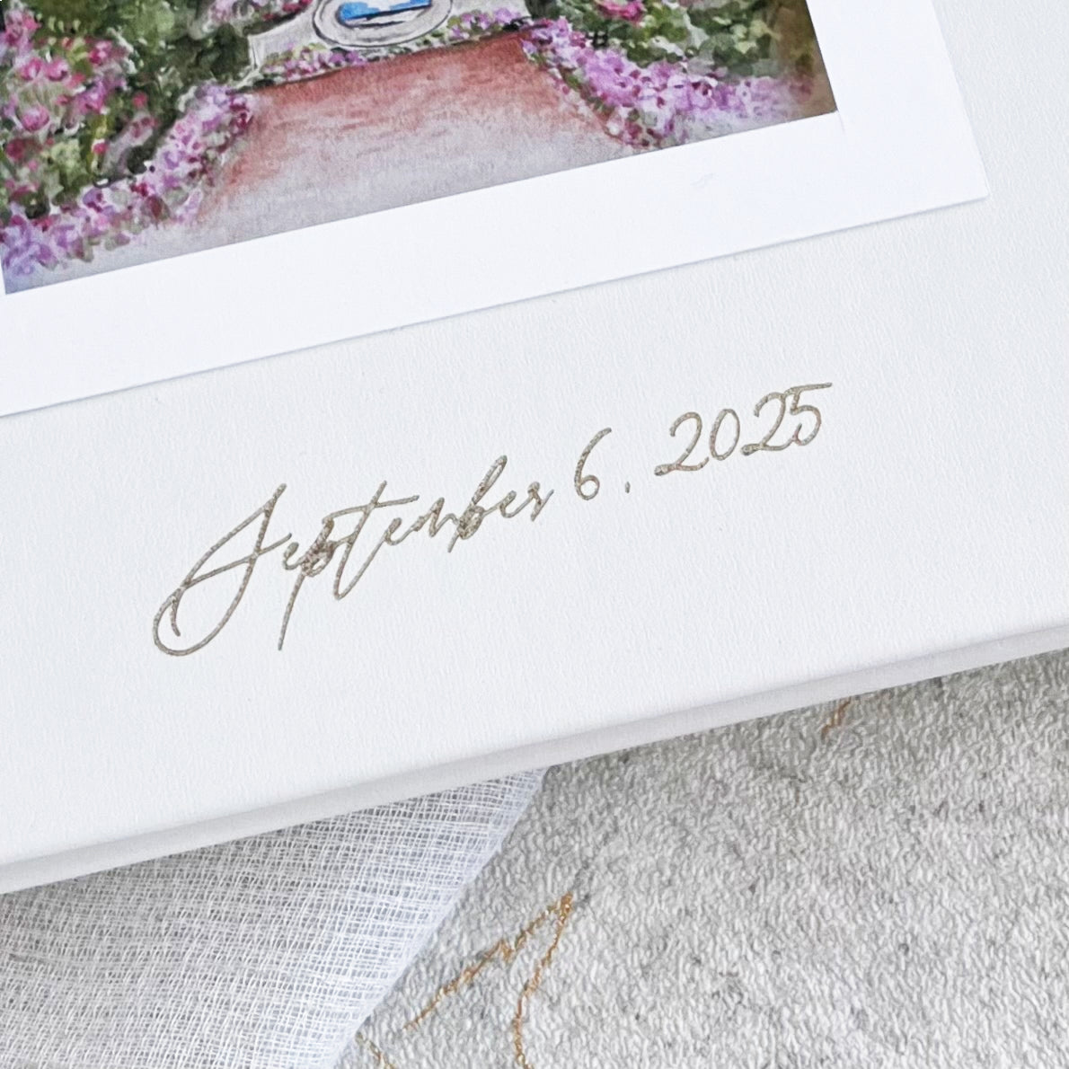Personalized Wedding Photo Guest Book – Venue Illustration, Custom Vegan Leather
