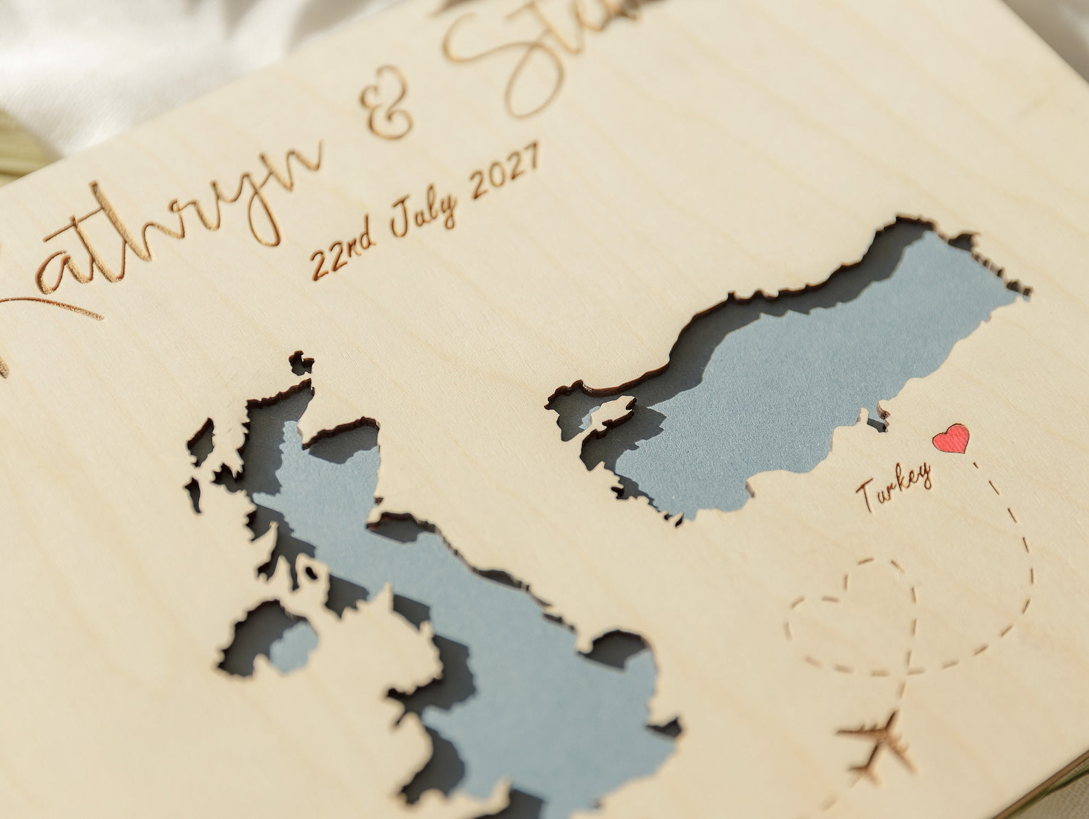 Personalised Wooden Wedding Guest Book with Maps