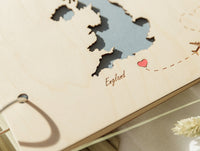 Personalised Wooden Wedding Guest Book with Maps